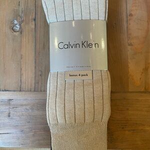 Calvin Klein Tan Dress Socks with Ribbed Texture